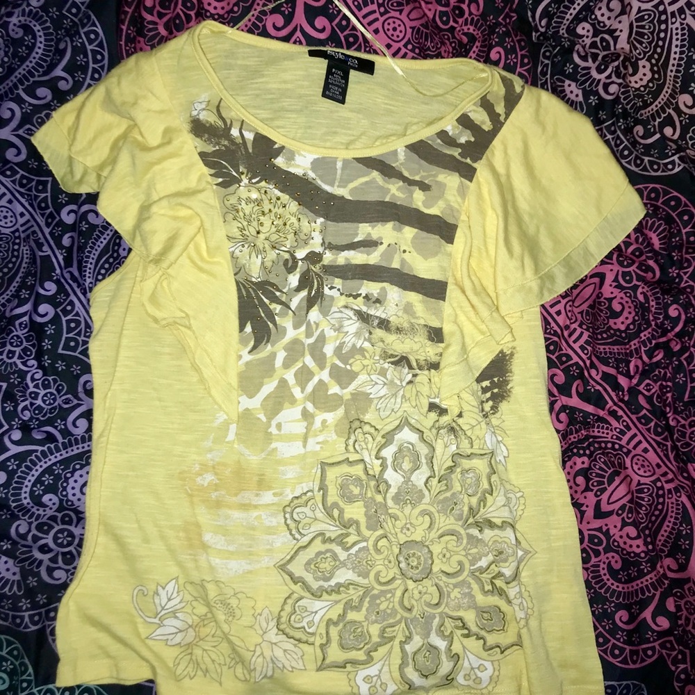 Style & Co petites ruffle T-shirt